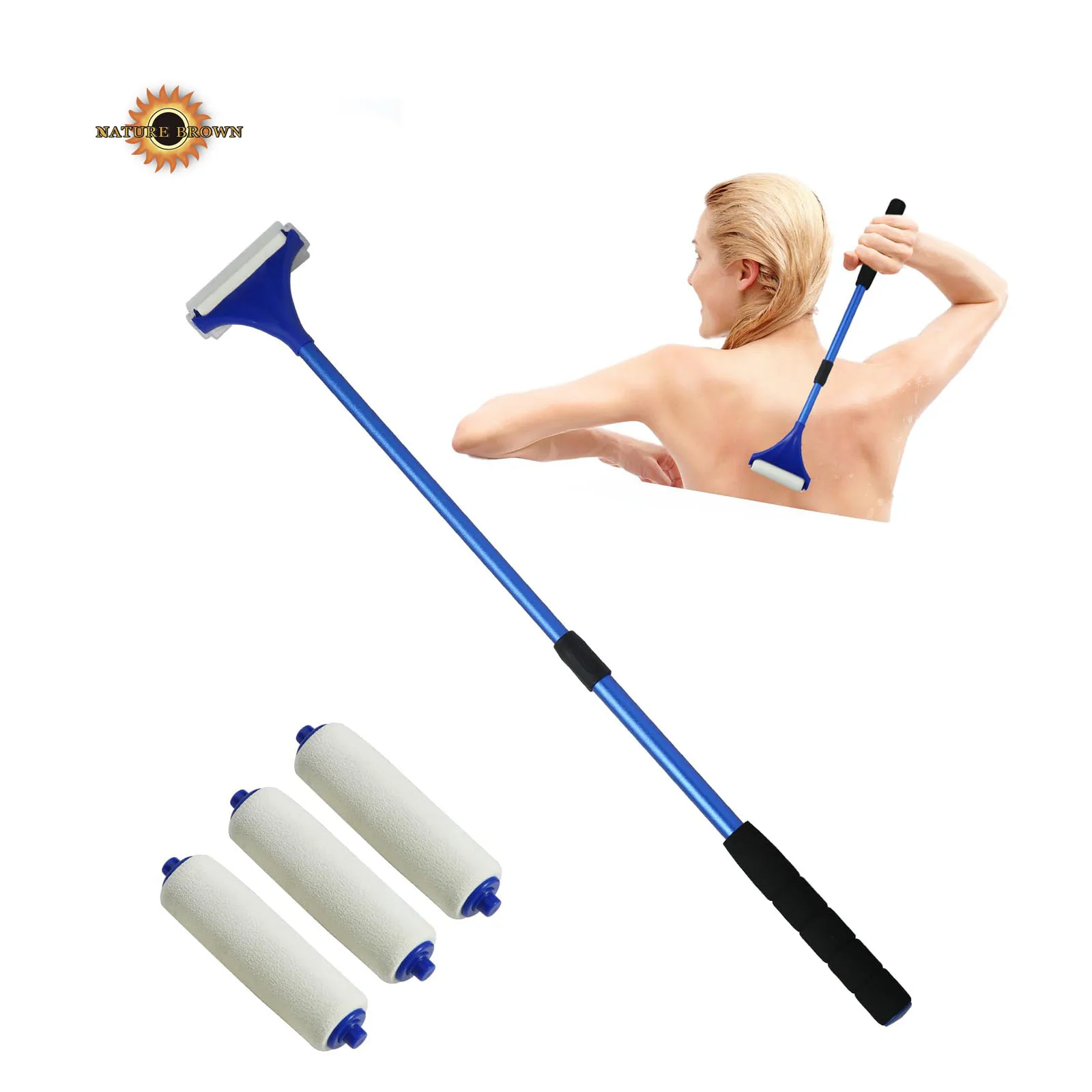 Nature Brown long recycled plastic handle self tanning back applicator