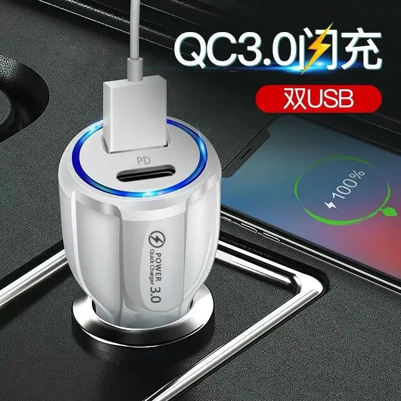 hot sales 2 in 1 PD USB C and QC3.0 38W Type c super quick fast charging car charger USB adapter for mobile car charger