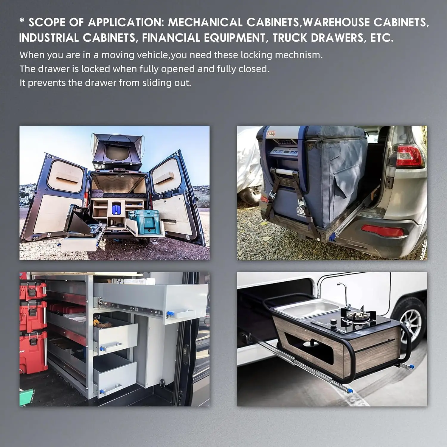 SNEIDA 1450mm Locking Drawer Slides Rails Glides Outdoor camping kitchen RV heavy duty load 225KG drawer slide