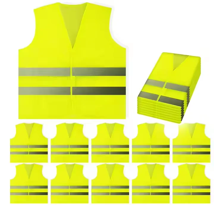 Wholesale Reflective Safety Vest with Custom Logo for Construction - Mesh Running Vest with Reflective Zipper