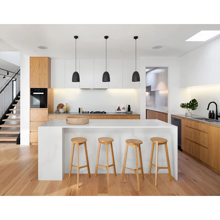 China Supplier Full Set Mdf Wood Board Kitchens Cabinet Furniture Design Custom Modern Crystal White Kitchen Island Cabinets
