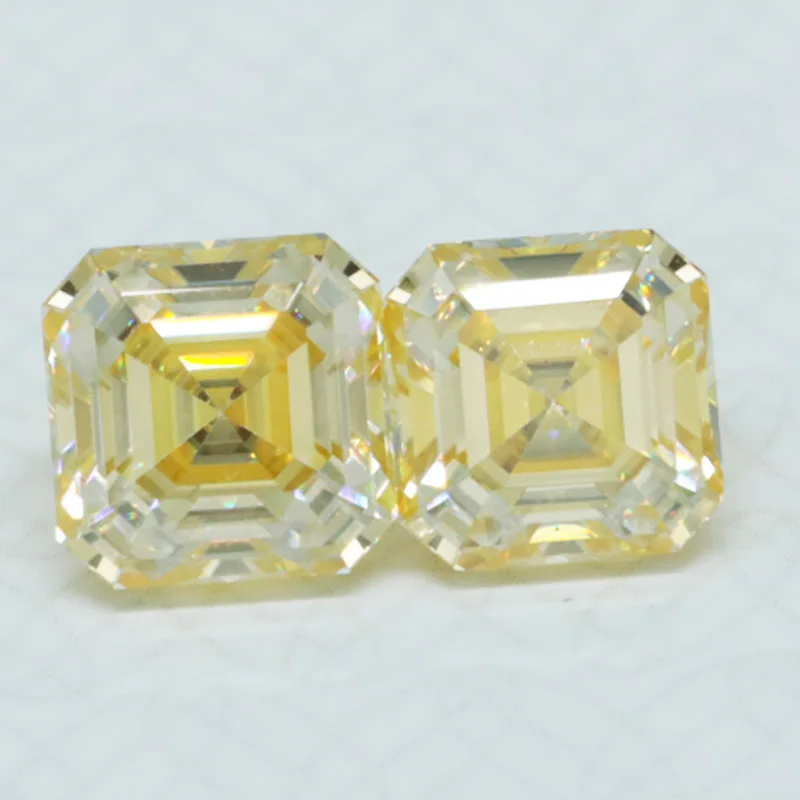 manufacturer price customized GRA Asscher cut yellow color moissanite diamond