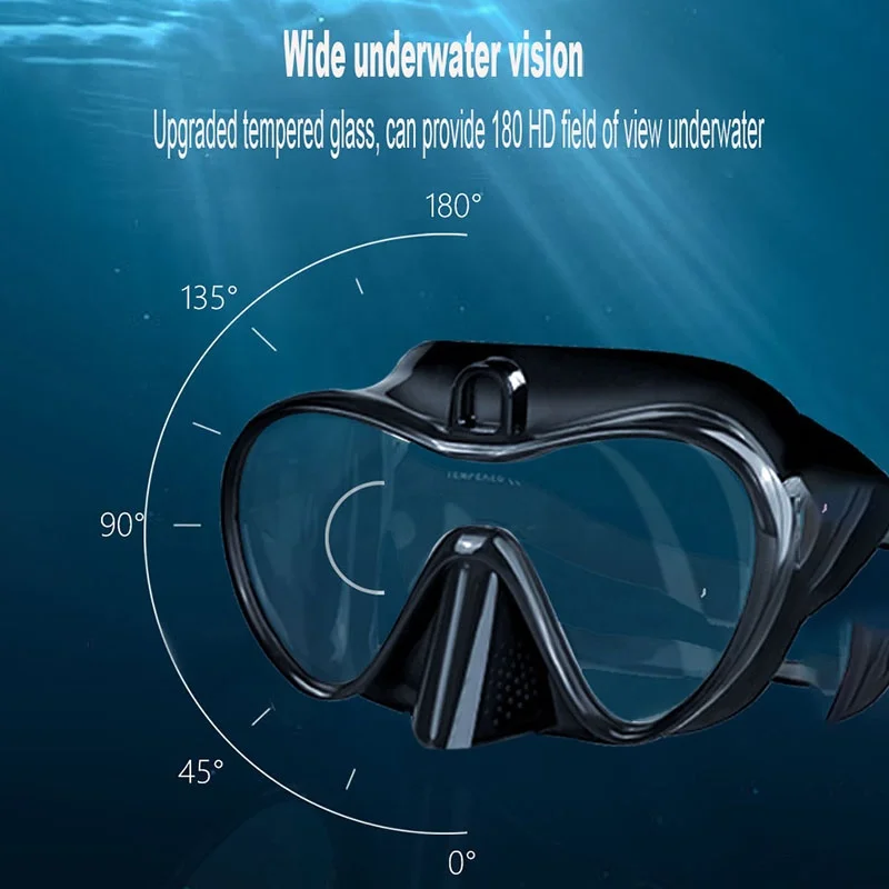 High Quality Big Eye Single Lens Low Volume Wide View Professional Deep Diving Masks Spearfishing Mask For Snorkeling