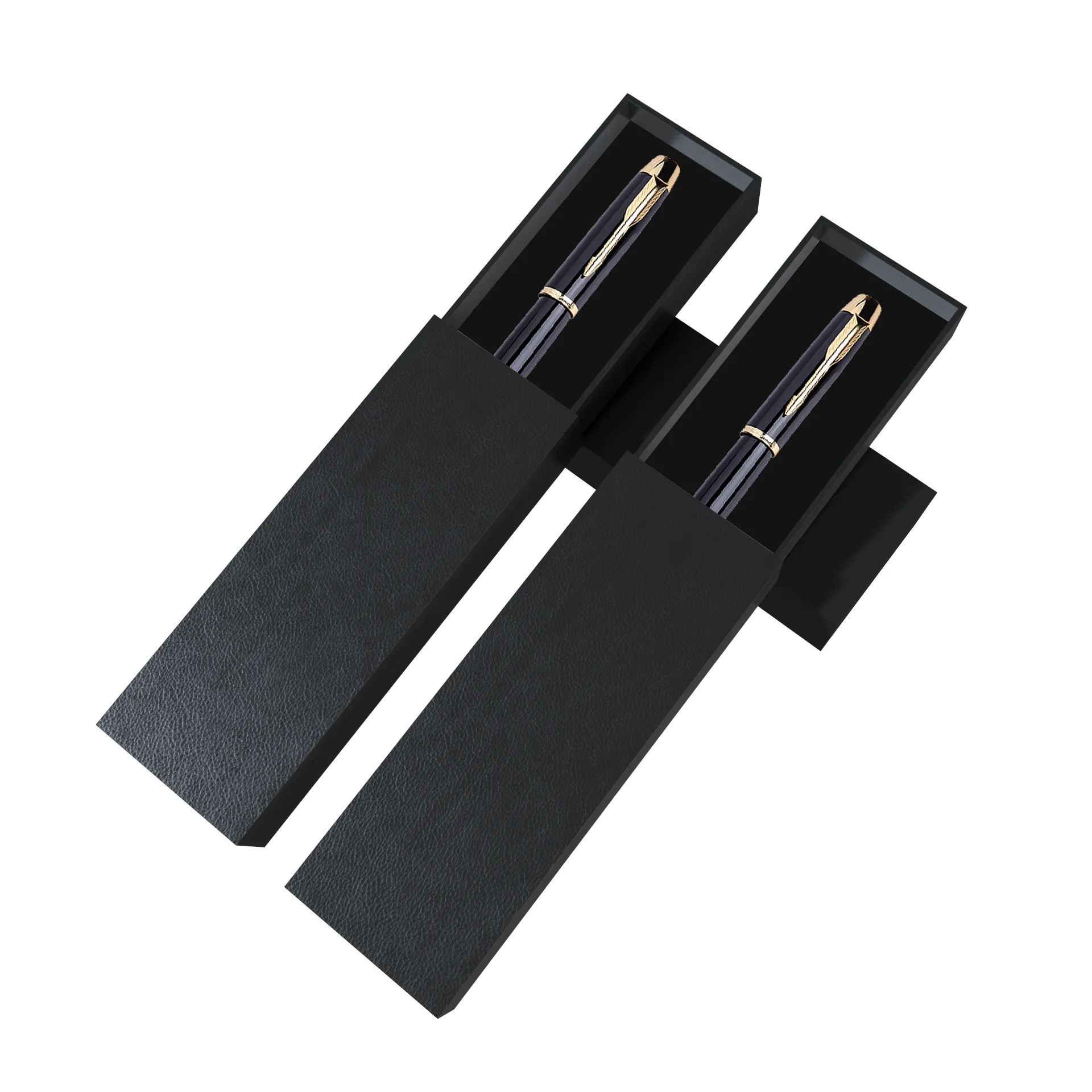 Бумажная ручка Подарочная коробка ящик для ручки упаковочная с пенным логотипом длинный узкий черный картон перерабатываемый ручек