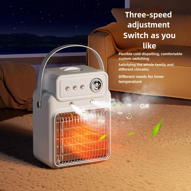 Spray Humidifier Heating Warm Blower Radiator Electric Desktop Fan Heater Air Humidifier Overheating Protection Small Heater