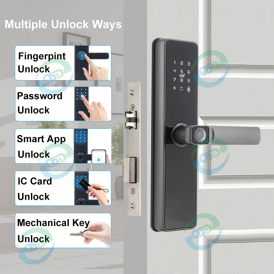 Smart Cerradura Fechadura Digit Lock RFID Card NFC Wifi Tuya TTlock Alexa Biometric Fingerprint Keyless Intelligent Door Locks