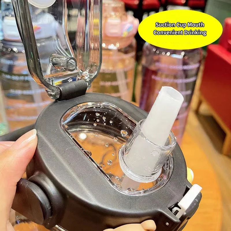 Custom Logo Reusable Gym Sports 2L Clear Motivational Half Gallon Plastic Water Bottle with Time Marker and Straw