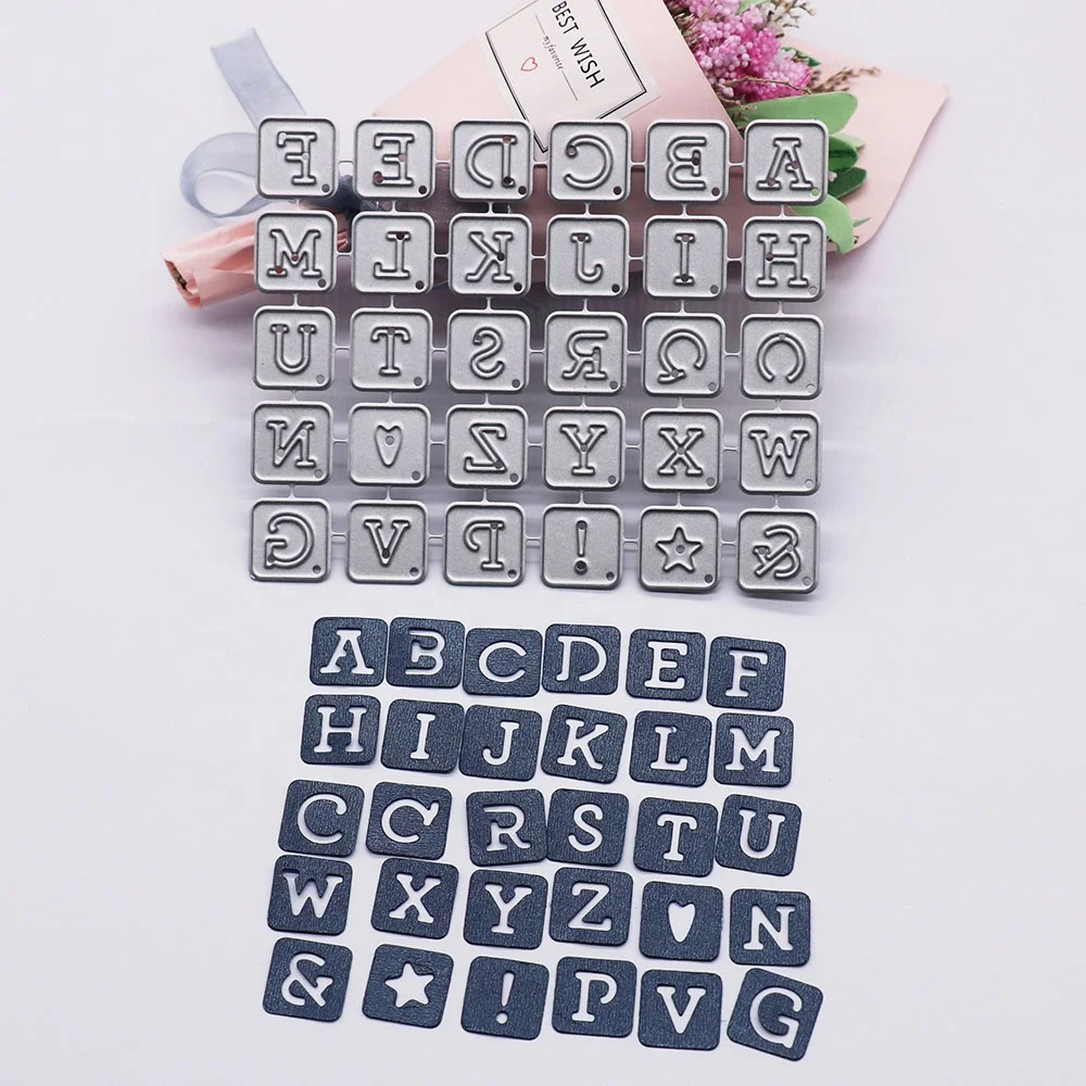 Fustella Alphabet Dies Scrapbooking Templates Mold Die Cut Cardstock Metal Etching Stencils