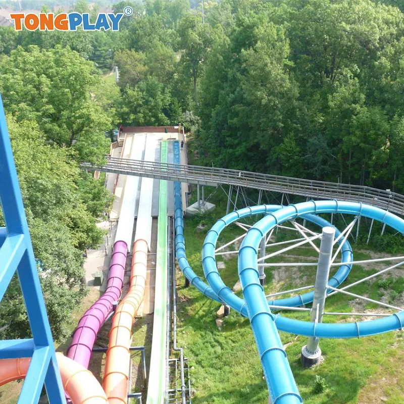 Outdoor Large Amusement Park Rides Fiberglass Material Water House Aquatic Play Slide for Sale