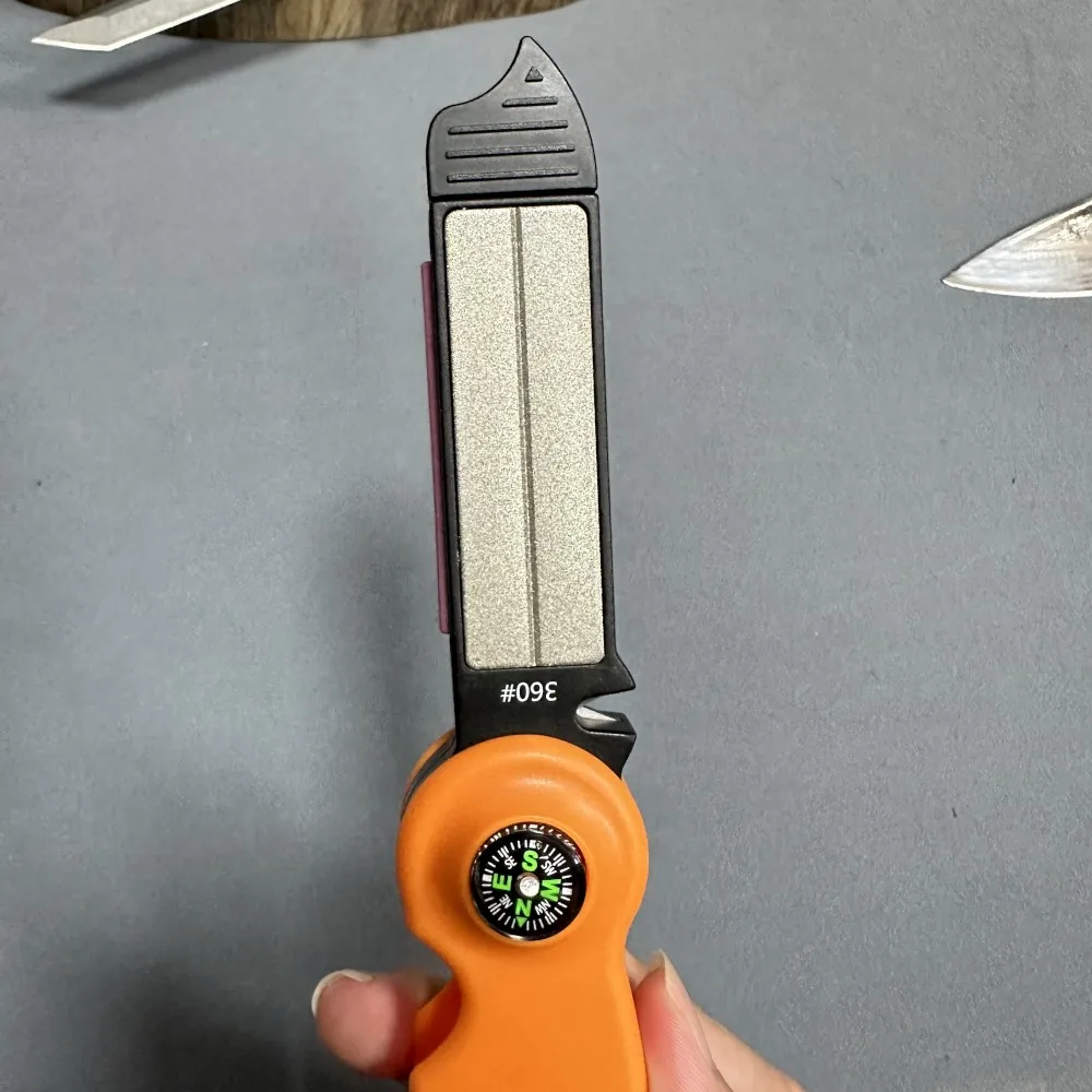 Diamond ceramic Knife Sharpener Portable Sharpeners fint whistle and compass 9-in-1 Multi Functional Outdoor Knife Sharpener