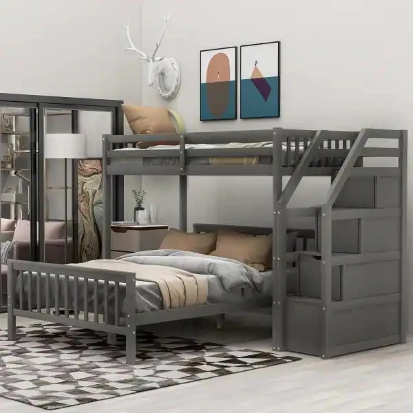 Children Used Double Decker Kids Wooden Bunk Beds With Stairs