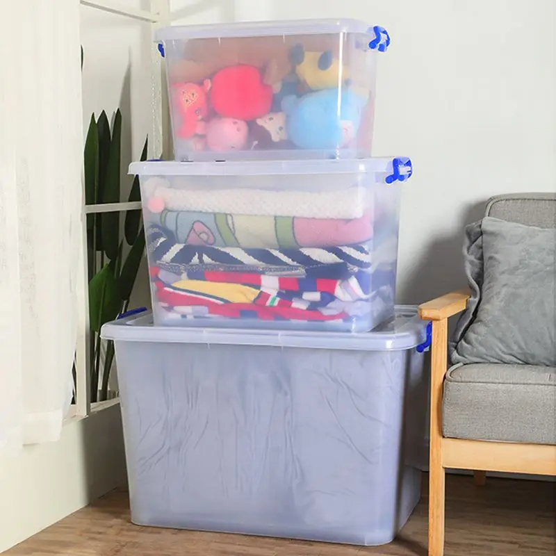 
Customized Home PP Bin Container Clear Transparent Plastic Storage Box with Lid 