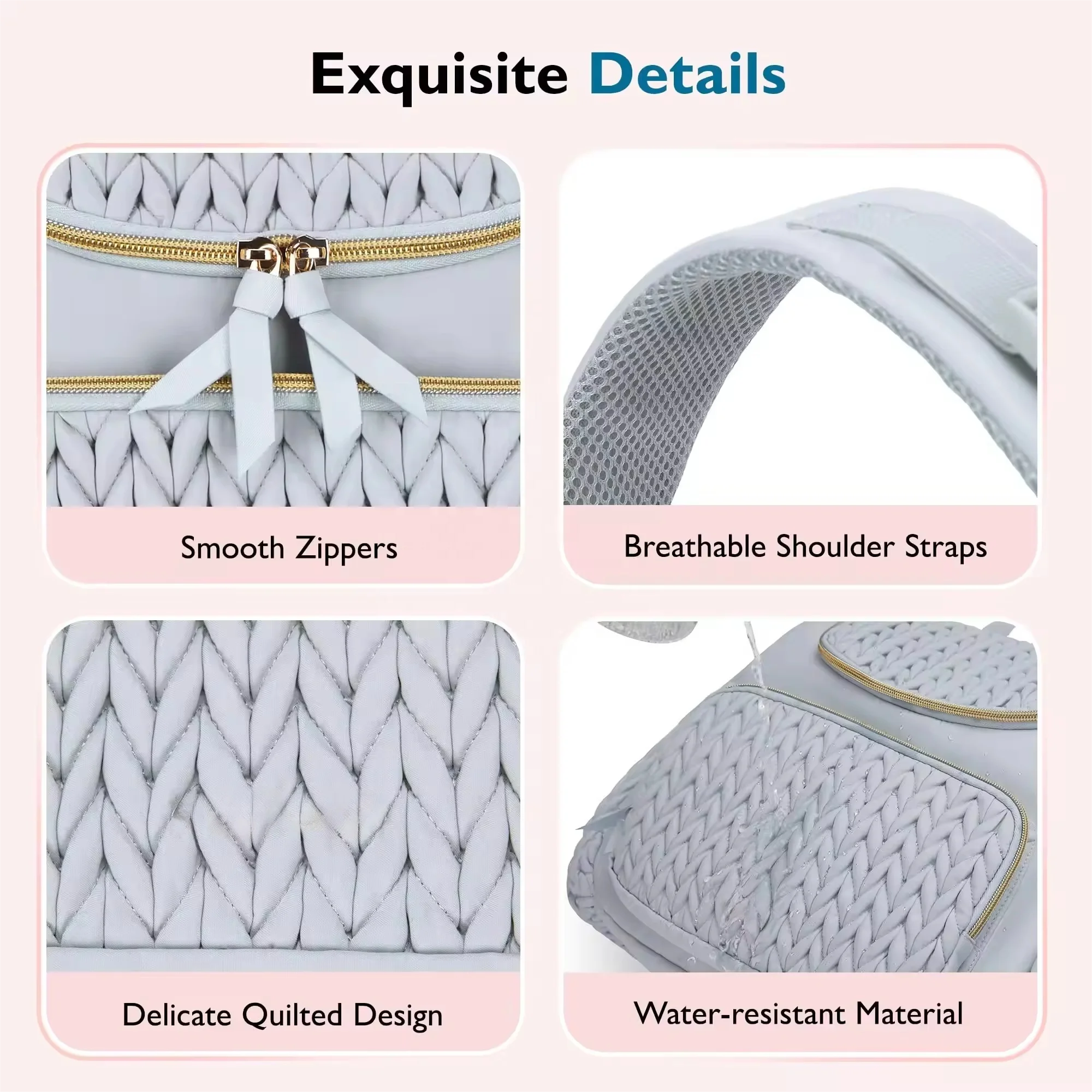 BSCI Nylon Nappy Back Pack Mommy Bag Baby Diaper Bags with Babi Changing Pad Mat Backpack for Mom