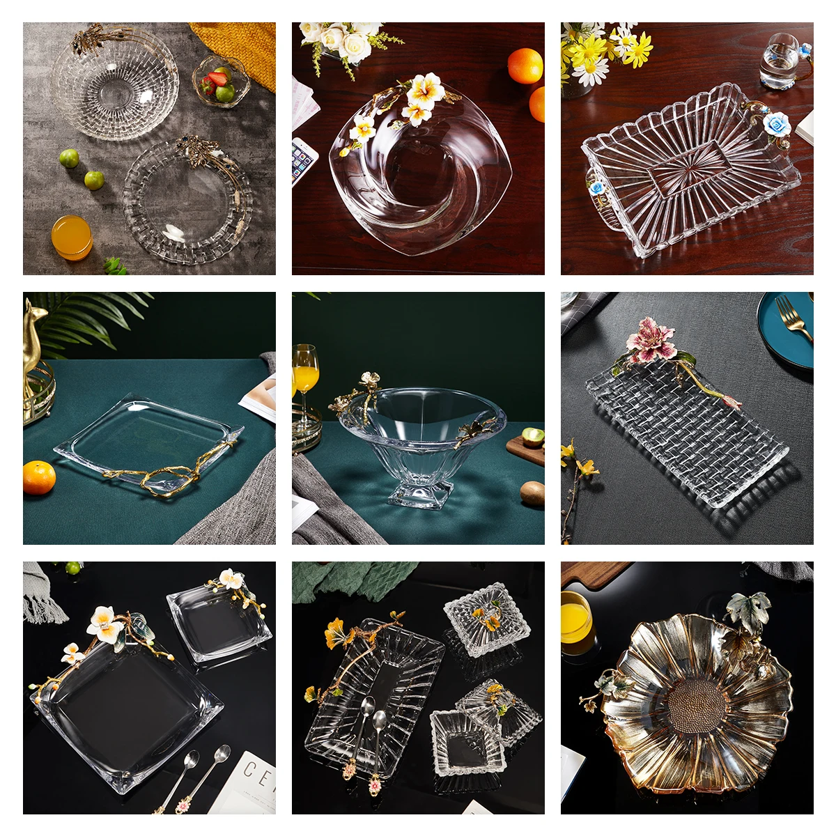 NOSHMAN Wholesale Best Gift Handmade painted Flower Lid Household Goods Sugar Nut Bowl Enamel Crystal Glass Candy Jar