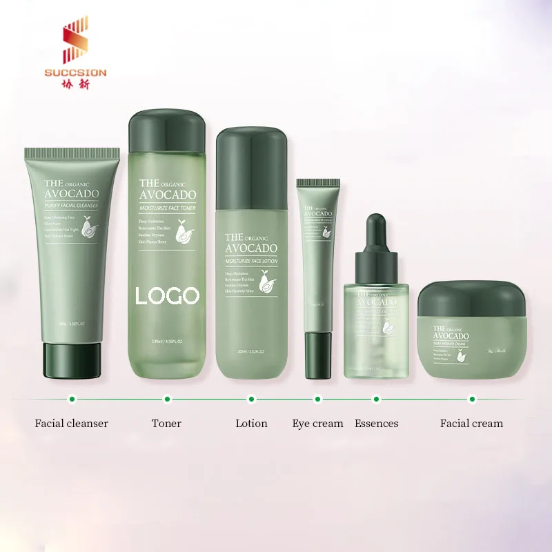 Wholesale Avocado skin care product set cleansing, moisturizing, and moisturizing six-piece set