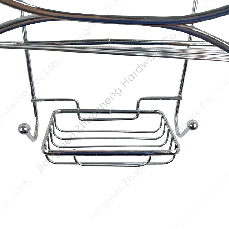 No Drilling Multi-layer Metal Drain Rack Towel Organizer Shower Caddy Basket Wall Shelf for Bathroom with Hooks Soap Dish Holder