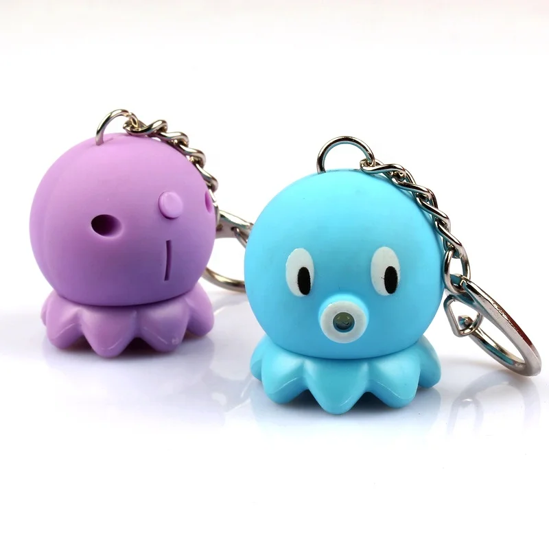 Personalized Custom Silicon Keychain Sound And Light Up Led Cute Octopus Keychain For Girl