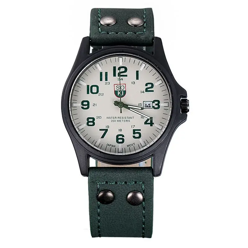 2022 New Arrival Fashion Leather  Watch Student Sports Watch Calendar Quartz Men Watch