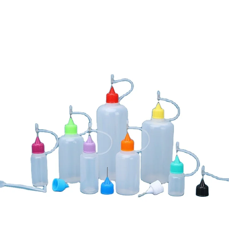 OEM color private label 5-200ml LDPE HDPE  liquid paste lub wax oil packaging steel needle dropper paint  bottle