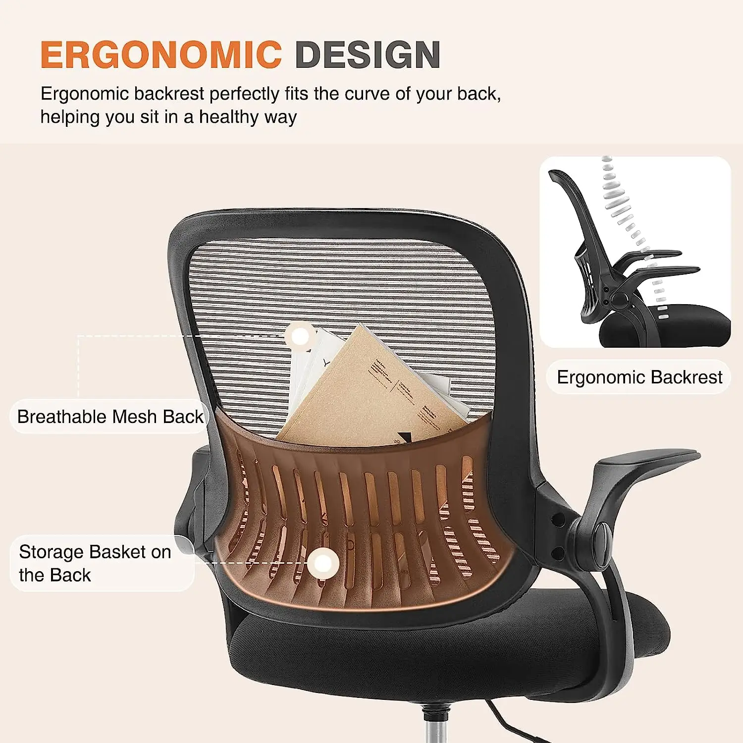 Executive Ceo Luxury Mesh Home Revolving Manager Office Furniture Task Chair with Wheels  Ergonomic Luxury with Flip up Ar