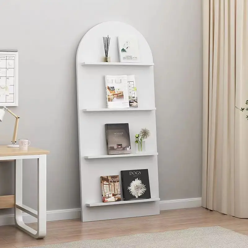 Modern Green Wooden Shelf Youth Bookshelf Bookcase  with Wall Mounted Shelves & Floor-Standing Magazine Basket Home Decor
