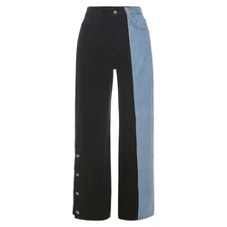 Nibber P1737263 fashion Patchwork loose casual pants for women Hip hop slim jeans 2021 Korean version Denim cargo Pants female