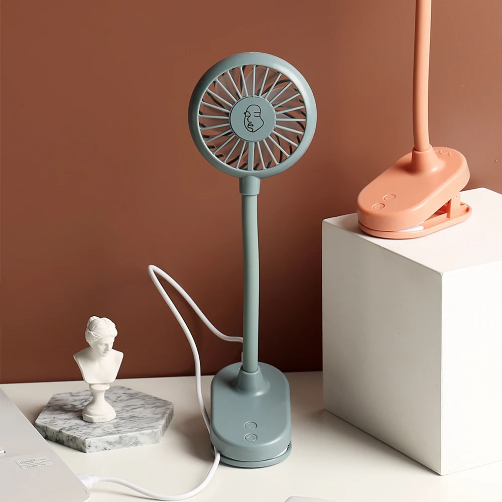 USB rechargeable battery  handheld mini led usb desk desktop table with  led light clip fan