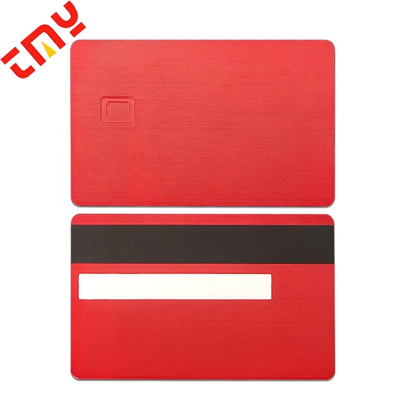 Red Brushed 4442 No Chip Blank Metal Wallet Stainless Steal Credit Card