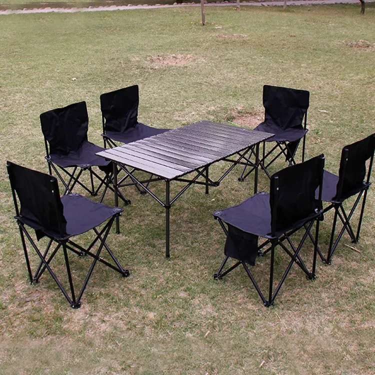 Feistel Portable Custom Folding Camping Table And Chair Set Aluminum Outdoor Bbq Table Chair Sets for Camping Picnic Activities