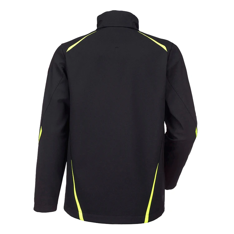 Custom Highly Visible Fluorescent Yellow Reflective Heat Sticker Detail Soft Shell Jacket