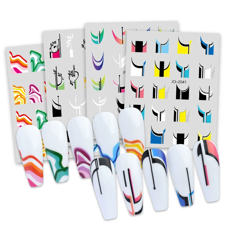 Wholesale custom Spice Girl abstract color French series nail stickers 3D waterproof nail painting decorative decals