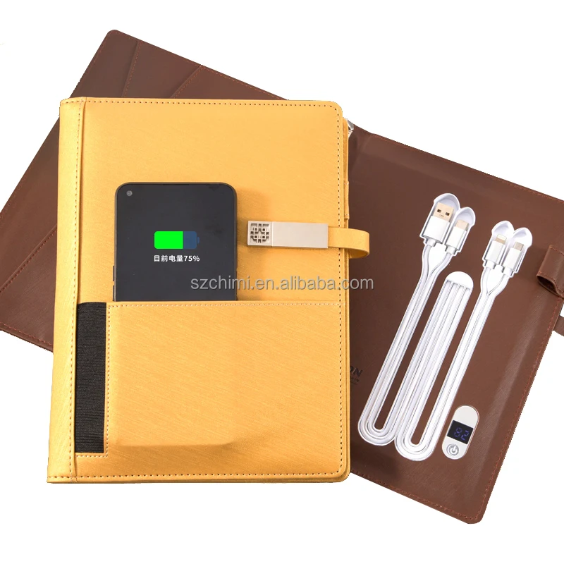 Multifunction diary notebook with power bank diary-notebook-with-power-bank-and-usb-flash-drive powerbank notebook wireless 8000