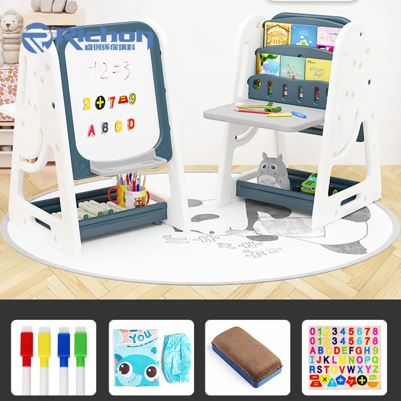 Kids Erasable Drawing Board Reusable Painting Board Plastic Writing Desk Board With Chair