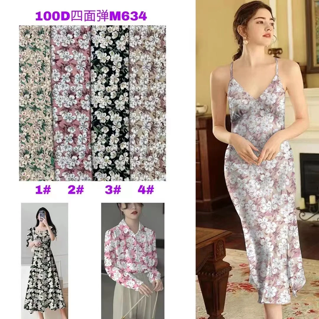 china Wholesale beautiful  design polyester fabric 100% polyester printed  stock item for dress
