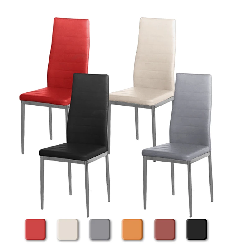 Hotel restaurant black pu leather banquet seat and metal leg chairs high back PU leather dining chair