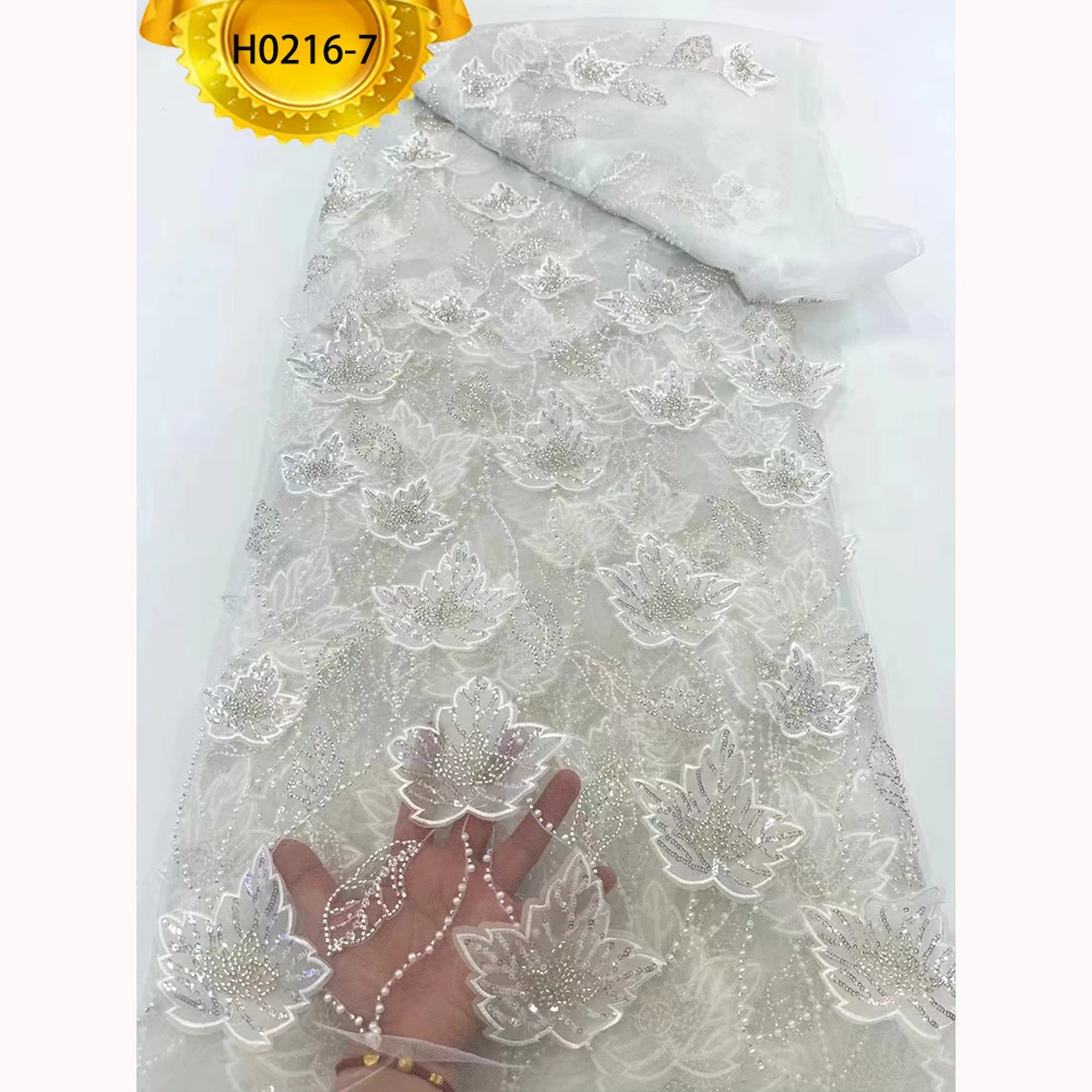 H216 Middle East Muslim new embroidery fabric beaded lace african french lace fabric women dress wedding bridal lace Ghana dress