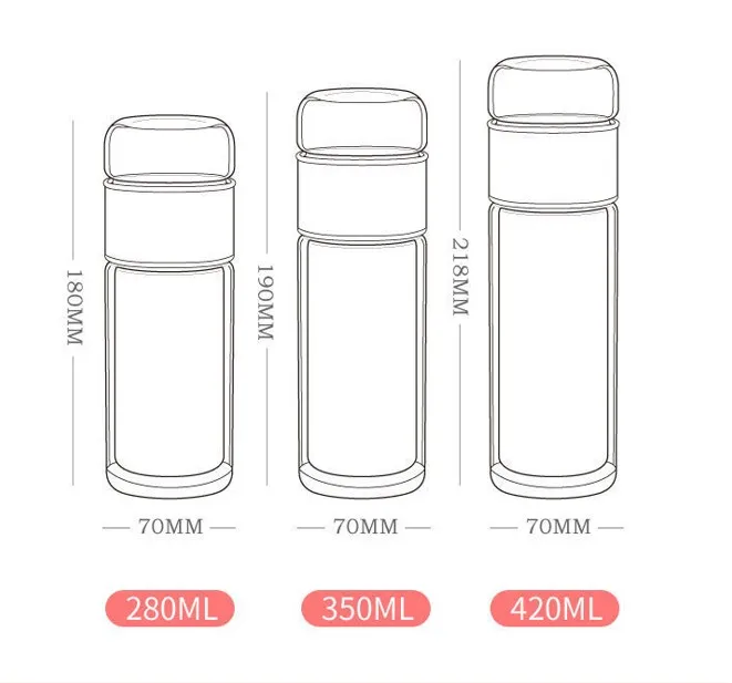 double wall glass tea separator bottle filter tea infuser bottles