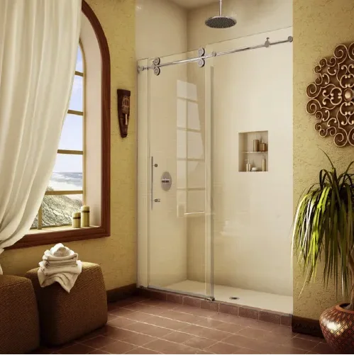 High Quality Hotel Sliding Black Glass Tempered Glass Door Bathroom Large Shower Room Tempering Glass