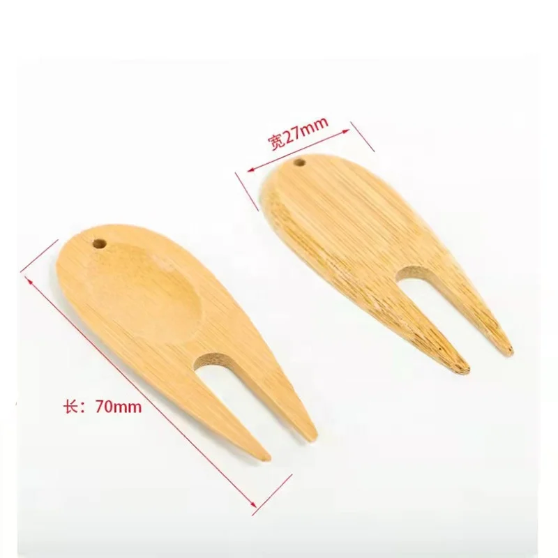 Заводской логотип на заказ от производителя Бамбуковая зеленая вилка для гольфа инструменты ремонта биоразлагаемые