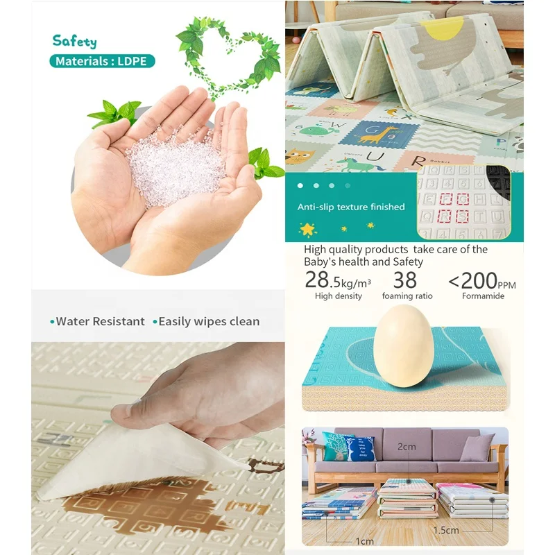 Fairness bebo mato Children Double Educational Toy Cartoon Pattern Foldable Floor Pad Carpet Foam Baby Crawling Play Mat