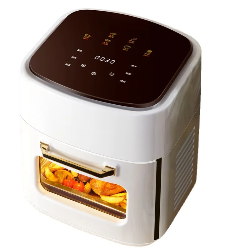 15L Modern 1400W Electric Air Fryer Round Shape Easy to Use Touch Screen Control LCD Display Household Hotels Oven Quality Metal