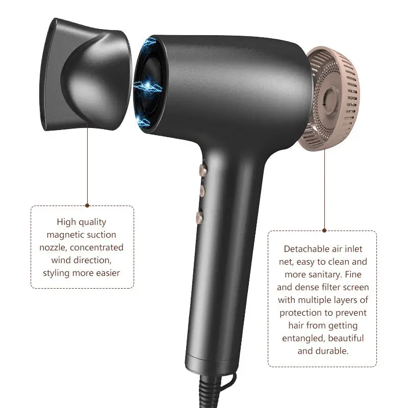 1200W High Power Solon Blow Dryer Hot Cold Wind Hair Dryer Professional Hairdryers Removable Smoothing Nozzle Blow Dryer