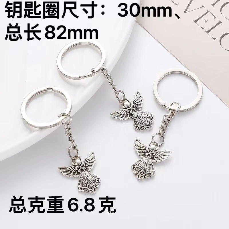 wholesale 3D metal Guardian Angel Keychain For Gril Lucky Gift Baptism Party Favor Souvenirs Christian pray guardian Key chains