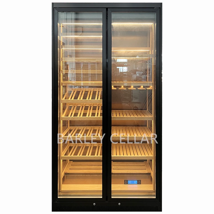 BARLEY cellar shiny gold low noise wine cellar with climate control systems