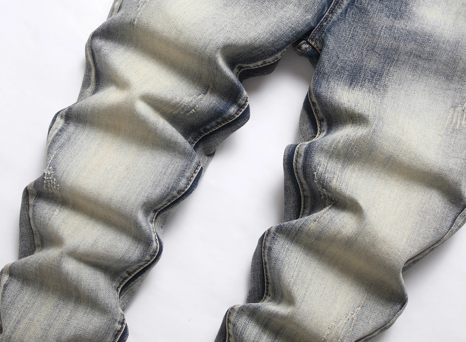 Fashion Streetwear Men Jeans Blue Color Paint Printed Jeans Men Designer Hip Hop Pants Slim Fit Punk Style Designer Jeans