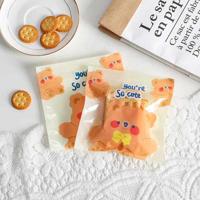 Cartoon Food Storage Small Sealed Bag Bear Gummy Dried Fruit Cashew Nuts Candy Cookies Packaging Small Plastic Bag With Zipper