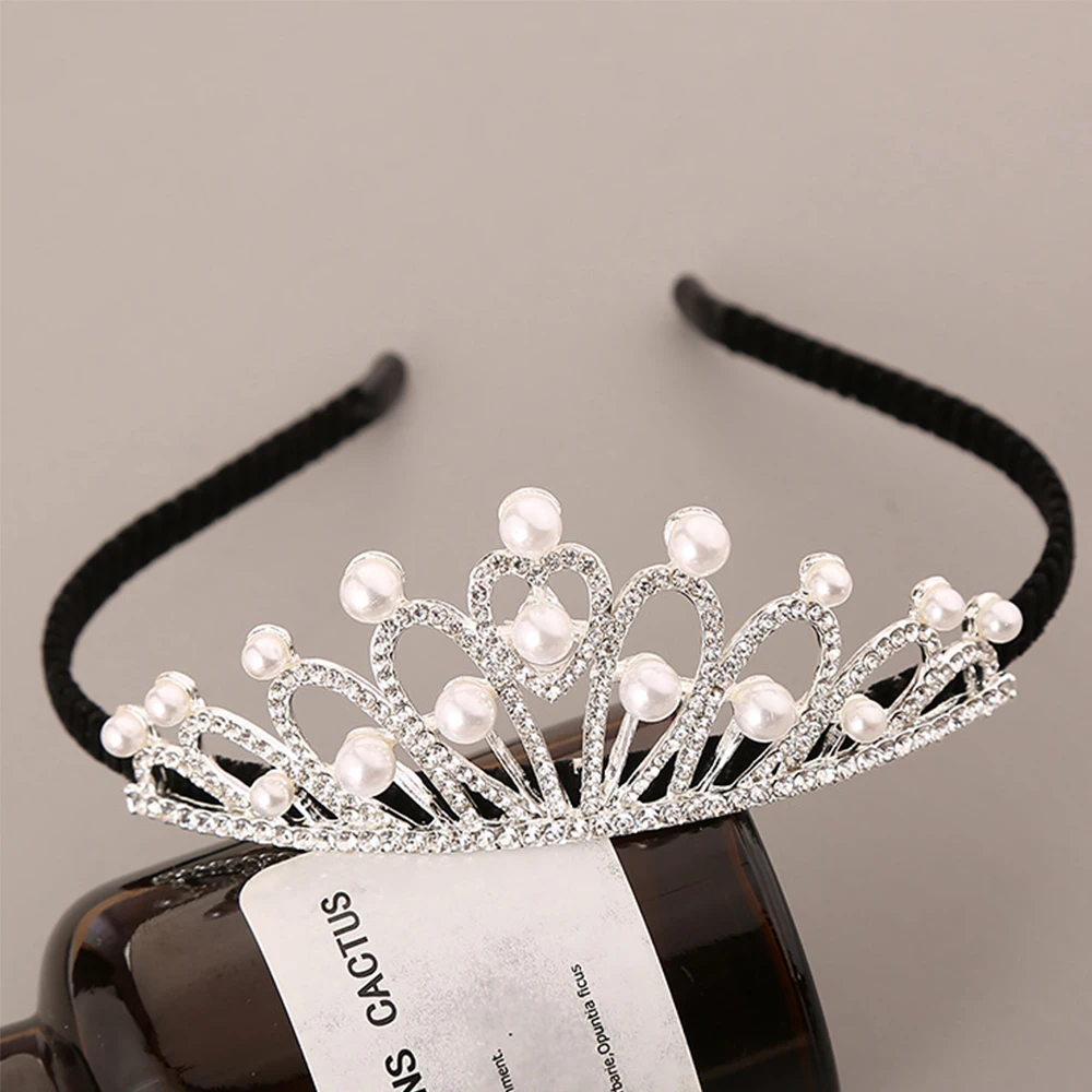 Fashion Children Hair Bands Crown Flower Girl Princess Dress Pearl Wedding Birthday Headdress Wholesale