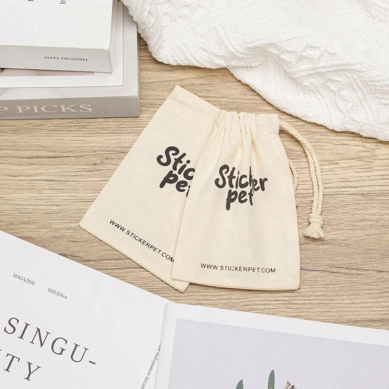 Custom Promotional Natural Cotton Rope Dust Bag Shoes Hair Clothing Packaging Twill Cotton Gift Rope Bag