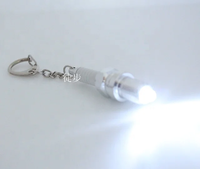 Spark Plug Keychain Creative Fashion Accessories Hot Sale Auto Part Model LED Light Keyring Key Chain Ring Keyfob Key Holder