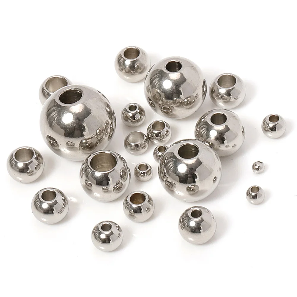 Stainless Steel Loose Round Bead Gold Silver Spacer Bead for DIY Bracelet Necklace Jewelry Making